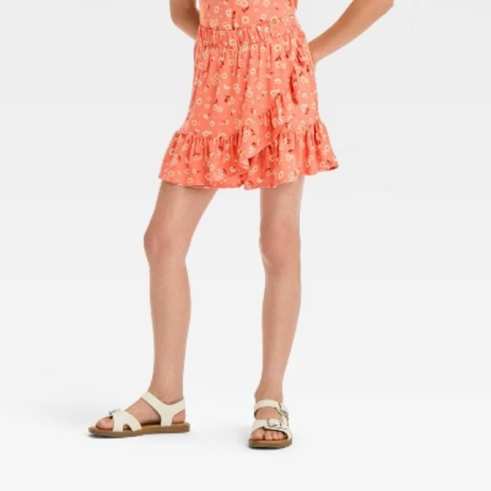 Girls' Ruffle Hem Skort - Cat & Jack Coral Pink